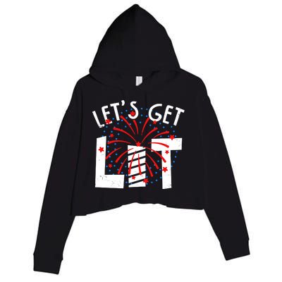 Let's Get Lit Memorial Day 4th of July Fireworks Crop Fleece Hoodie