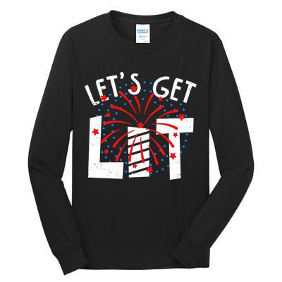 Let's Get Lit Memorial Day 4th of July Fireworks Tall Long Sleeve T-Shirt
