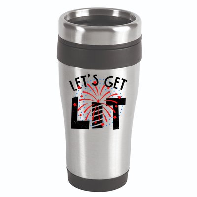 Let's Get Lit Memorial Day 4th of July Fireworks 16oz Travel Tumbler