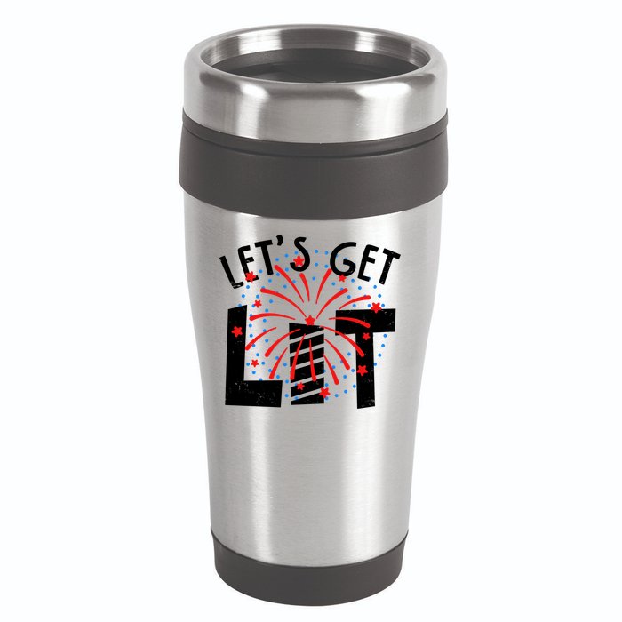 Let's Get Lit Memorial Day 4th of July Fireworks 16oz Travel Tumbler