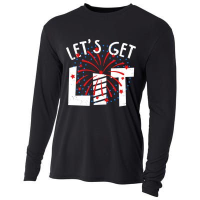 Let's Get Lit Memorial Day 4th of July Fireworks Cooling Performance Long Sleeve Crew