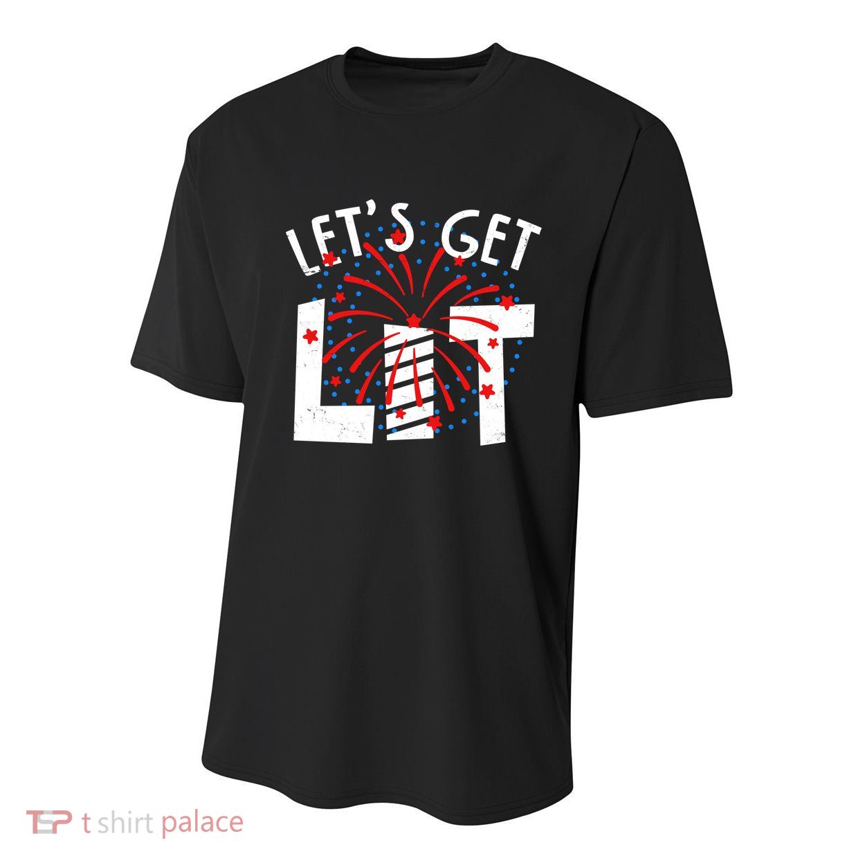 Let's Get Lit Memorial Day 4th of July Fireworks Youth Performance Sprint T-Shirt