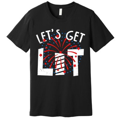 Let's Get Lit Memorial Day 4th of July Fireworks Premium T-Shirt