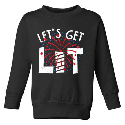 Let's Get Lit Memorial Day 4th of July Fireworks Toddler Sweatshirt