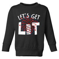Let's Get Lit Memorial Day 4th of July Fireworks Toddler Sweatshirt