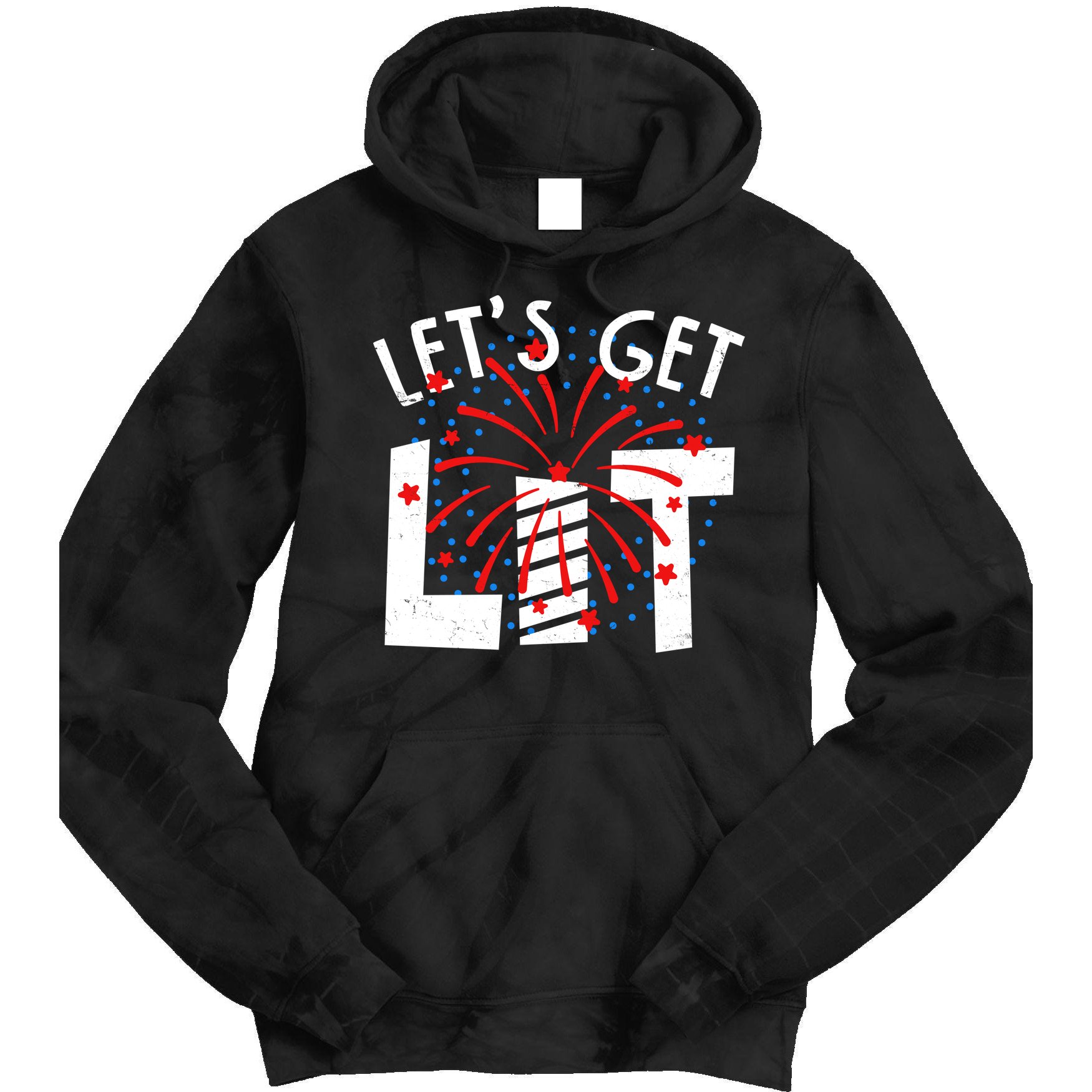 Let's Get Lit Memorial Day 4th of July Fireworks Tie Dye Hoodie