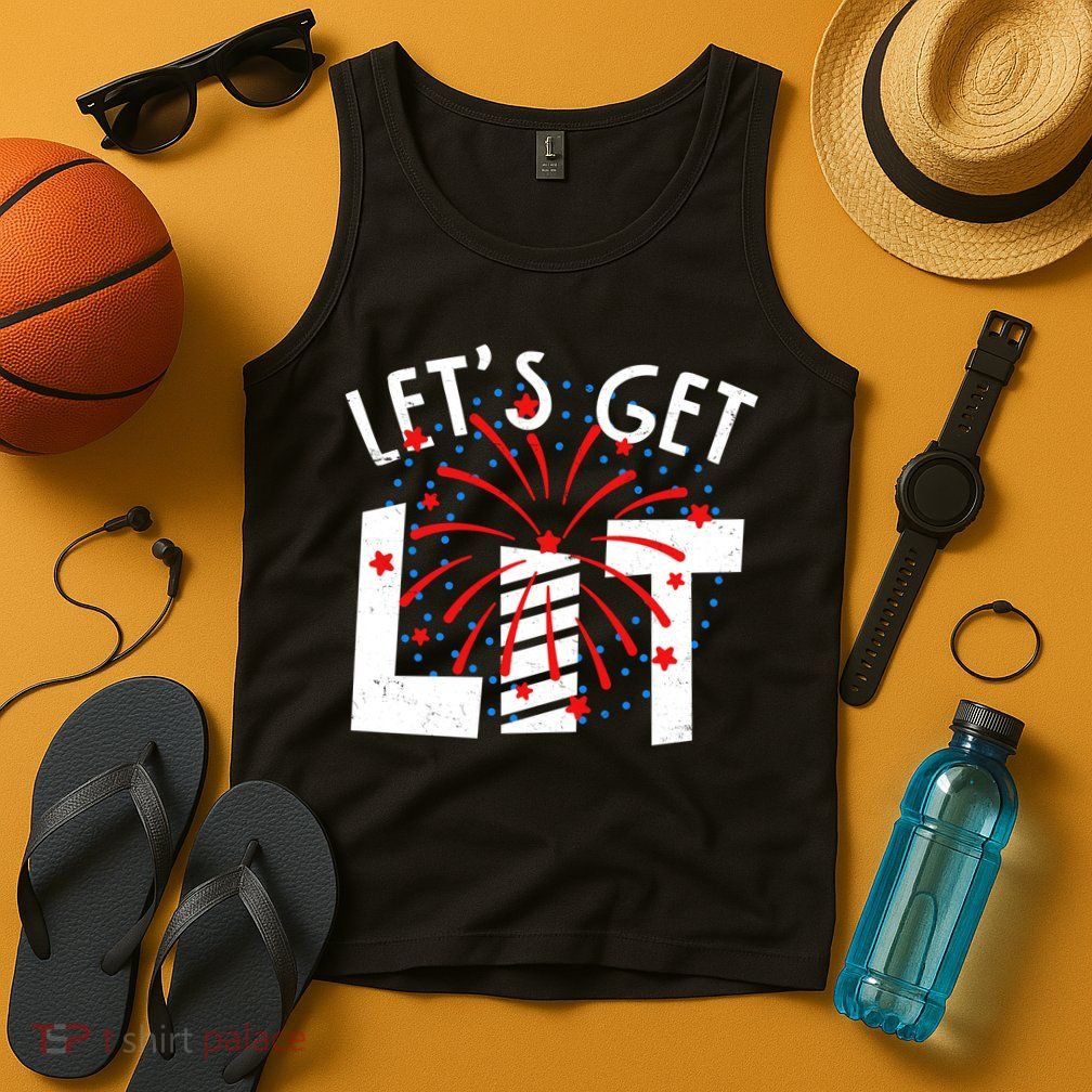 Let's Get Lit Memorial Day 4th of July Fireworks Tank Top