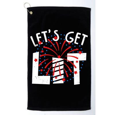Let's Get Lit Memorial Day 4th of July Fireworks Golf Towel