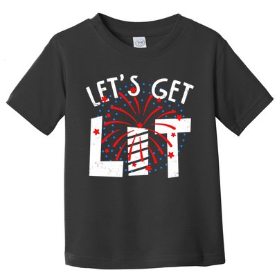 Let's Get Lit Memorial Day 4th of July Fireworks Toddler T-Shirt