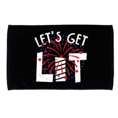 Let's Get Lit Memorial Day 4th of July Fireworks Microfiber Hand Towel