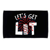 Let's Get Lit Memorial Day 4th of July Fireworks Microfiber Hand Towel