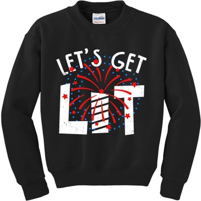 Let's Get Lit Memorial Day 4th of July Fireworks Kids Sweatshirt