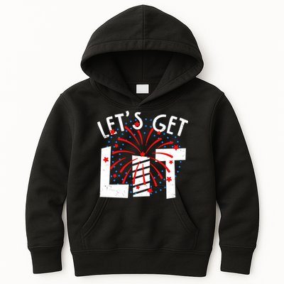 Let's Get Lit Memorial Day 4th of July Fireworks Kids Hoodie