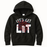 Let's Get Lit Memorial Day 4th of July Fireworks Kids Hoodie