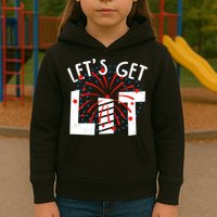 Let's Get Lit Memorial Day 4th of July Fireworks Kids Hoodie