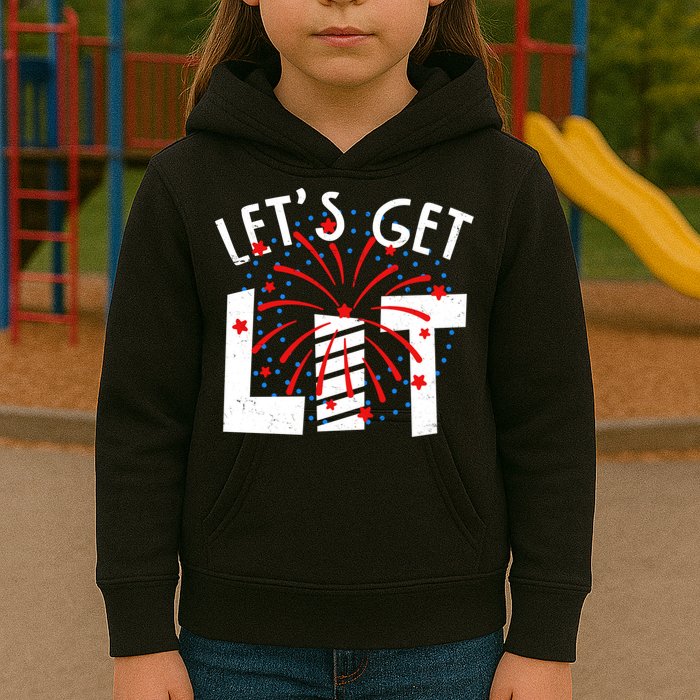 Let's Get Lit Memorial Day 4th of July Fireworks Kids Hoodie