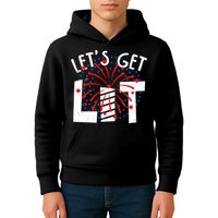 Let's Get Lit Memorial Day 4th of July Fireworks Kids Hoodie