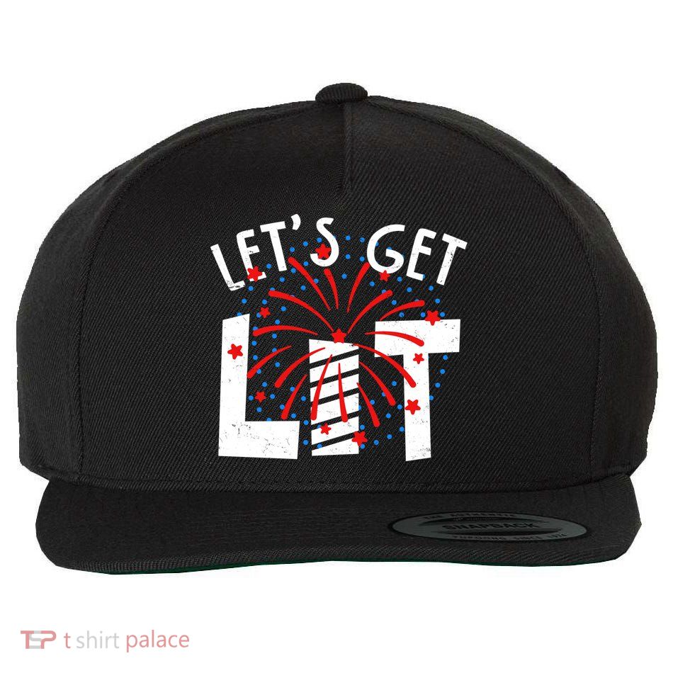 Let's Get Lit Memorial Day 4th of July Fireworks Wool Snapback Cap