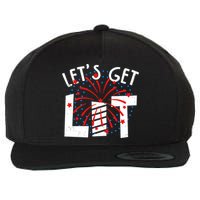 Let's Get Lit Memorial Day 4th of July Fireworks Wool Snapback Cap