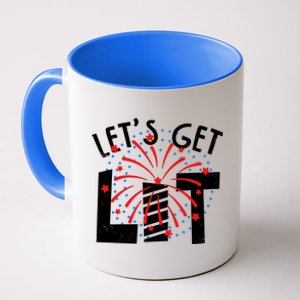 Let's Get Lit Memorial Day 4th of July Fireworks Coffee Mug