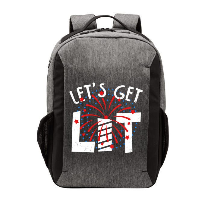 Let's Get Lit Memorial Day 4th of July Fireworks Vector Backpack