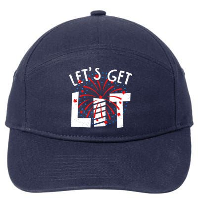 Let's Get Lit Memorial Day 4th of July Fireworks 7-Panel Snapback Hat