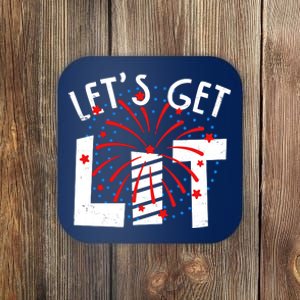 Let's Get Lit Memorial Day 4th of July Fireworks Coaster