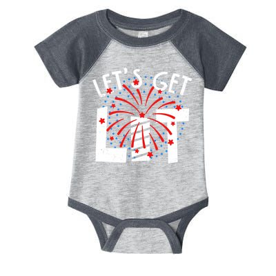 Let's Get Lit Memorial Day 4th of July Fireworks Infant Baby Jersey Bodysuit