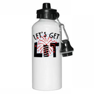 Let's Get Lit Memorial Day 4th of July Fireworks Aluminum Water Bottle