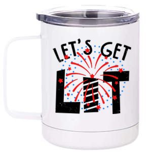 Let's Get Lit Memorial Day 4th of July Fireworks 12 oz Stainless Steel Tumbler Cup