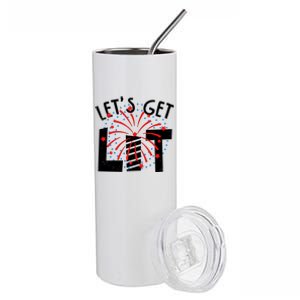 Let's Get Lit Memorial Day 4th of July Fireworks Stainless Steel Tumbler