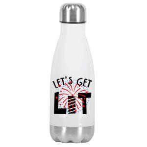 Let's Get Lit Memorial Day 4th of July Fireworks Stainless Steel Insulated Water Bottle