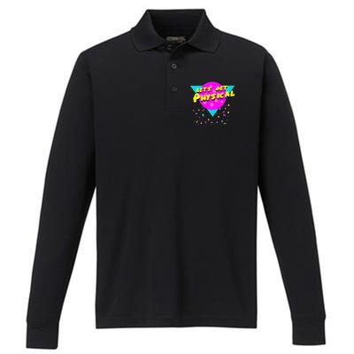 Lets Get Physical Retro 80s  Performance Long Sleeve Polo