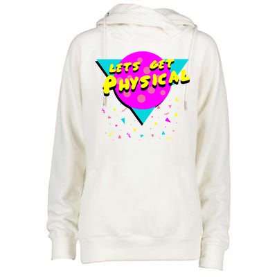 Lets Get Physical Retro 80s  Womens Funnel Neck Pullover Hood