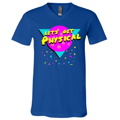 Lets Get Physical Retro 80s  V-Neck T-Shirt