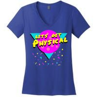 Lets Get Physical Retro 80s  Women's V-Neck T-Shirt