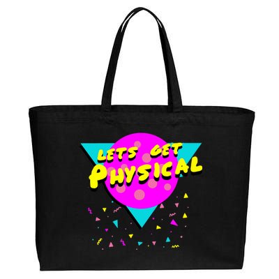 Lets Get Physical Retro 80s  Cotton Canvas Jumbo Tote