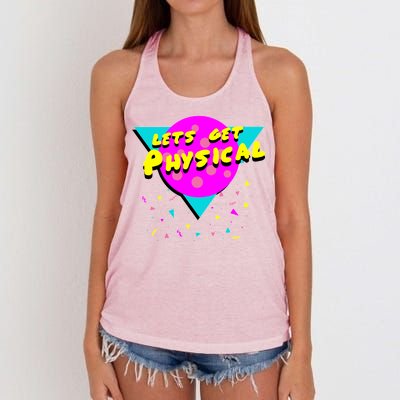 Lets Get Physical Retro 80s  Women's Knotted Racerback Tank