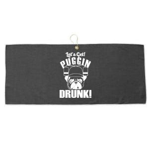 Let's Get Puggin Drunk Large Microfiber Waffle Golf Towel