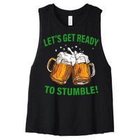 Lets get ready to stumble Women's Racerback Cropped Tank