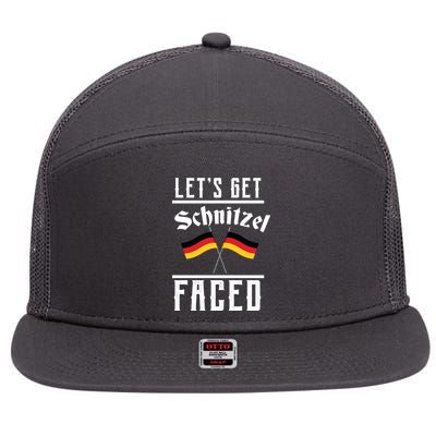 Let's Get Schnitzel Faced 7 Panel Mesh Trucker Snapback Hat