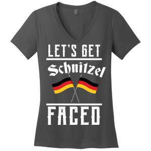 Let's Get Schnitzel Faced Women's V-Neck T-Shirt