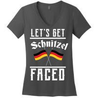 Let's Get Schnitzel Faced Women's V-Neck T-Shirt