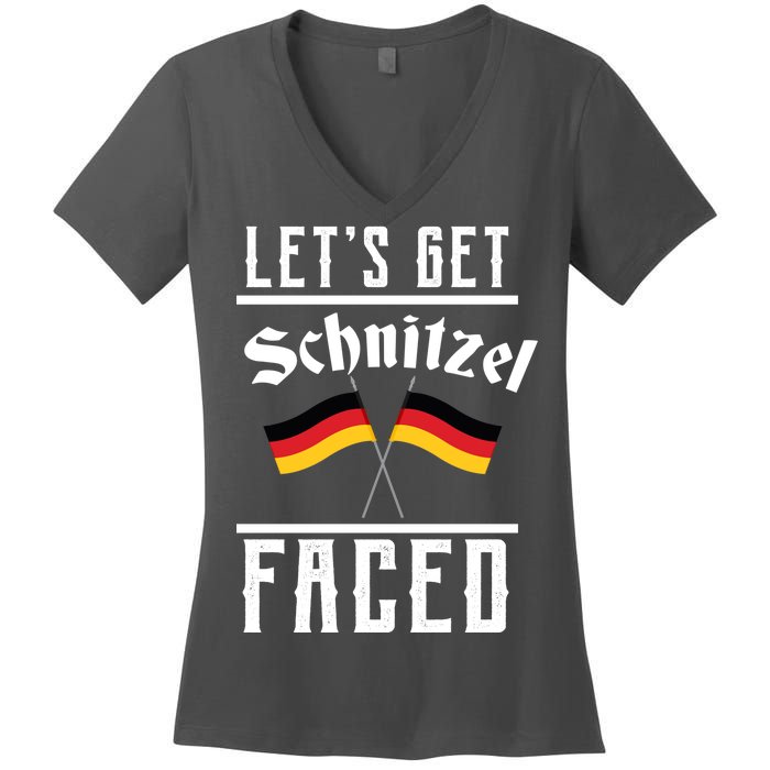 Let's Get Schnitzel Faced Women's V-Neck T-Shirt