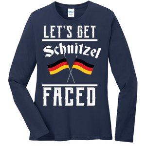 Let's Get Schnitzel Faced Ladies Long Sleeve Shirt