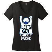 Let's Get Sheet Faced Women's V-Neck T-Shirt
