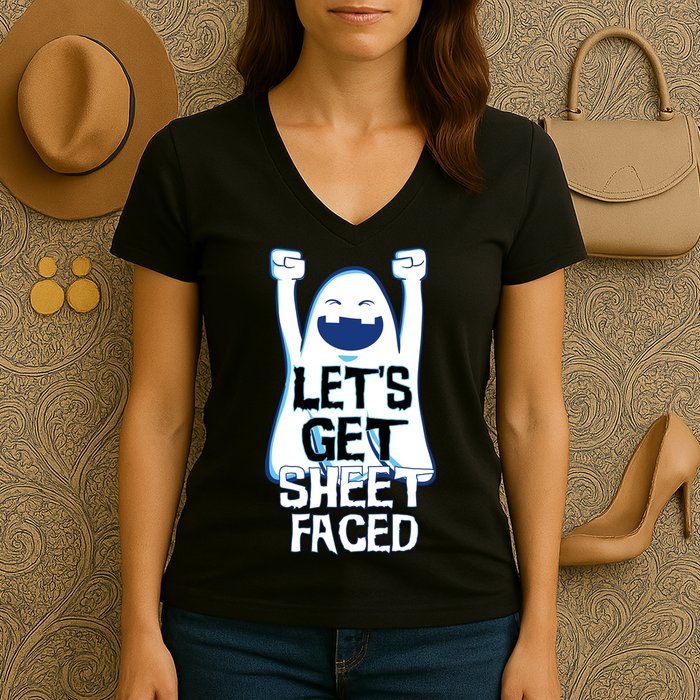 Let's Get Sheet Faced Women's V-Neck T-Shirt