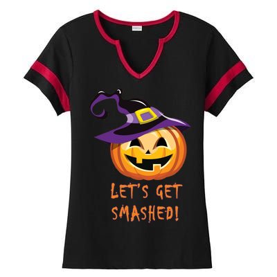 Let's Get Smashed Funny Halloween Ladies Halftime Notch Neck Tee