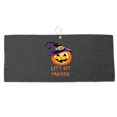 Let's Get Smashed Funny Halloween Large Microfiber Waffle Golf Towel