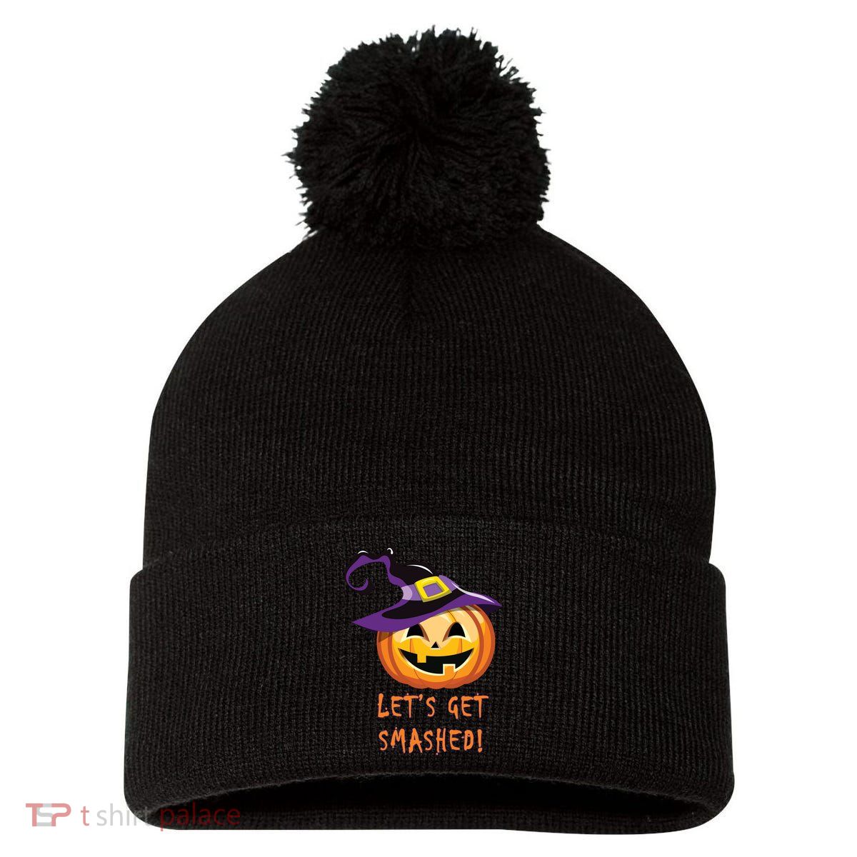 Let's Get Smashed Funny Halloween Pom Pom 12in Knit Beanie